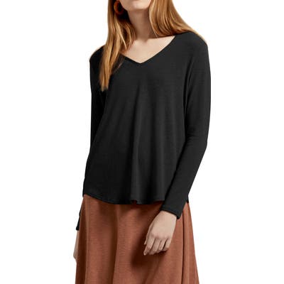 Michael Stars Bonnie Tahoe Jersey V-Neck Tee, Black