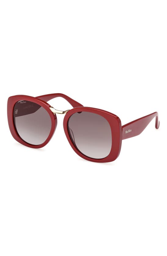 Shop Max Mara 55mm Round Sunglasses In Shiny Bordeaux / Smoke