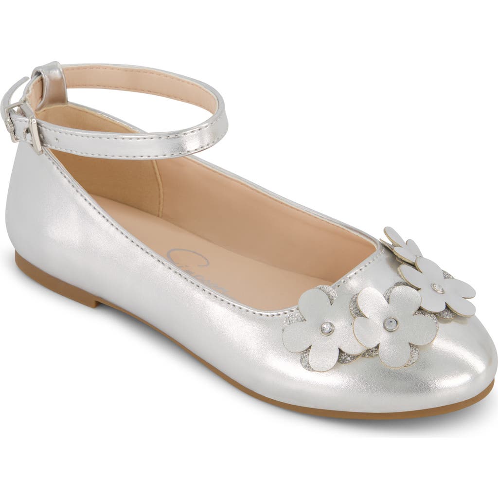 JESSICA SIMPSON JESSICA SIMPSON KIDS' AMY PETAL ANKLE STRAP FLAT