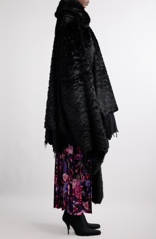 Balenciaga Deconstructed Asymmetric Faux Fur Jacket In 1000 Black