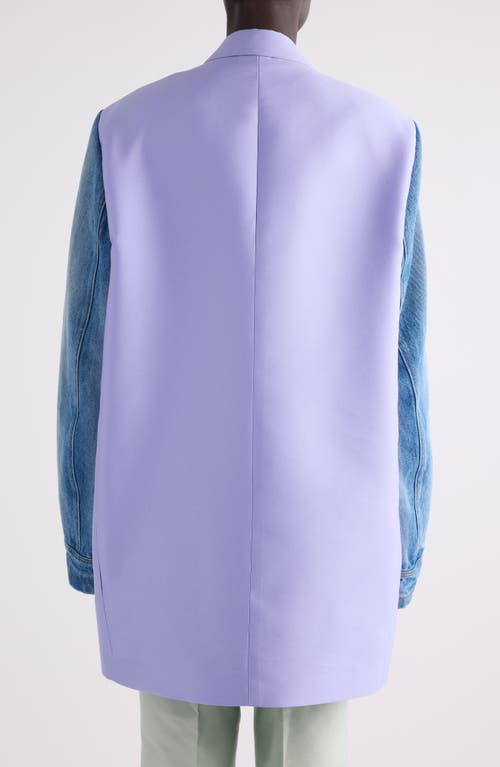 Shop Dries Van Noten Oversize Mixed Media Jacket In Lilac