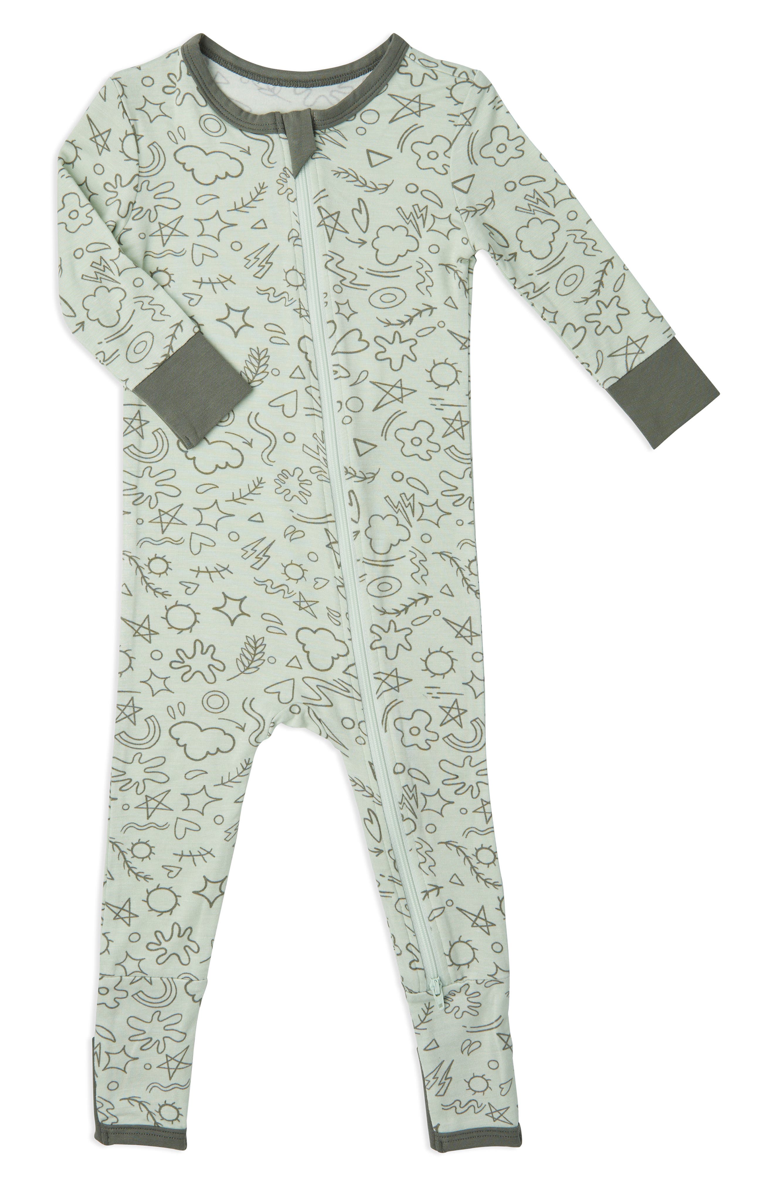 Baby Grey by Everly Grey Print Footie in Sage Doodle 