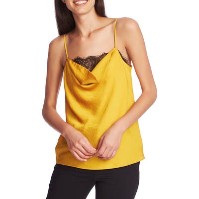 1.state Lace Inset Hammered Satin Camisole, Yellow
