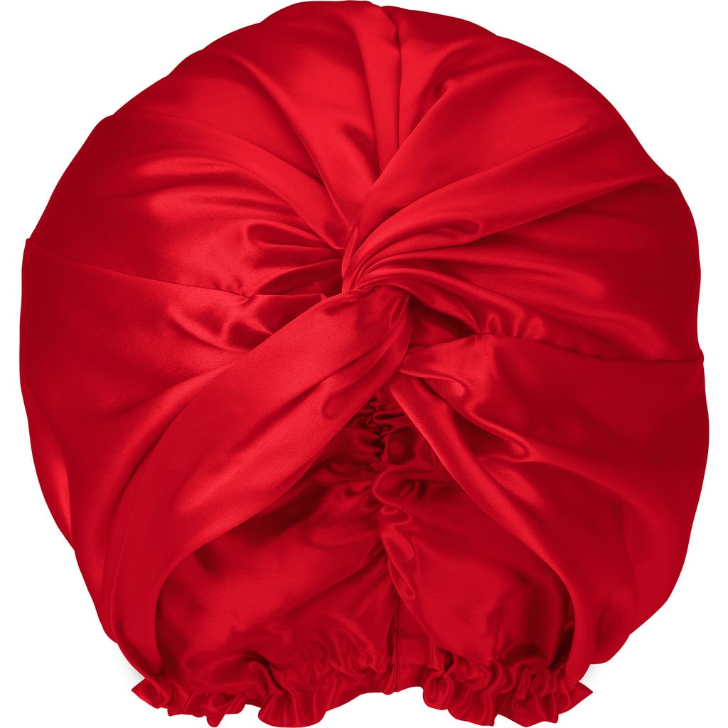 Blissy Mulberry Silk Hair Bonnet In Red