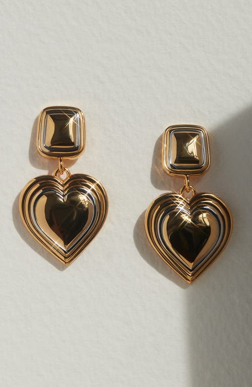 Luv Aj Two-tone Hear Drop Earrings In Gold