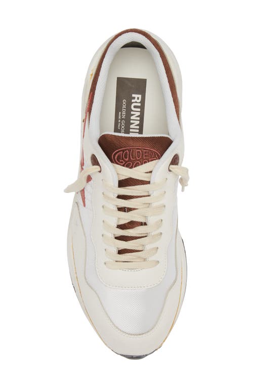 Golden Goose Men's Running Sole Textile And Leather Runner Sneakers In White/red