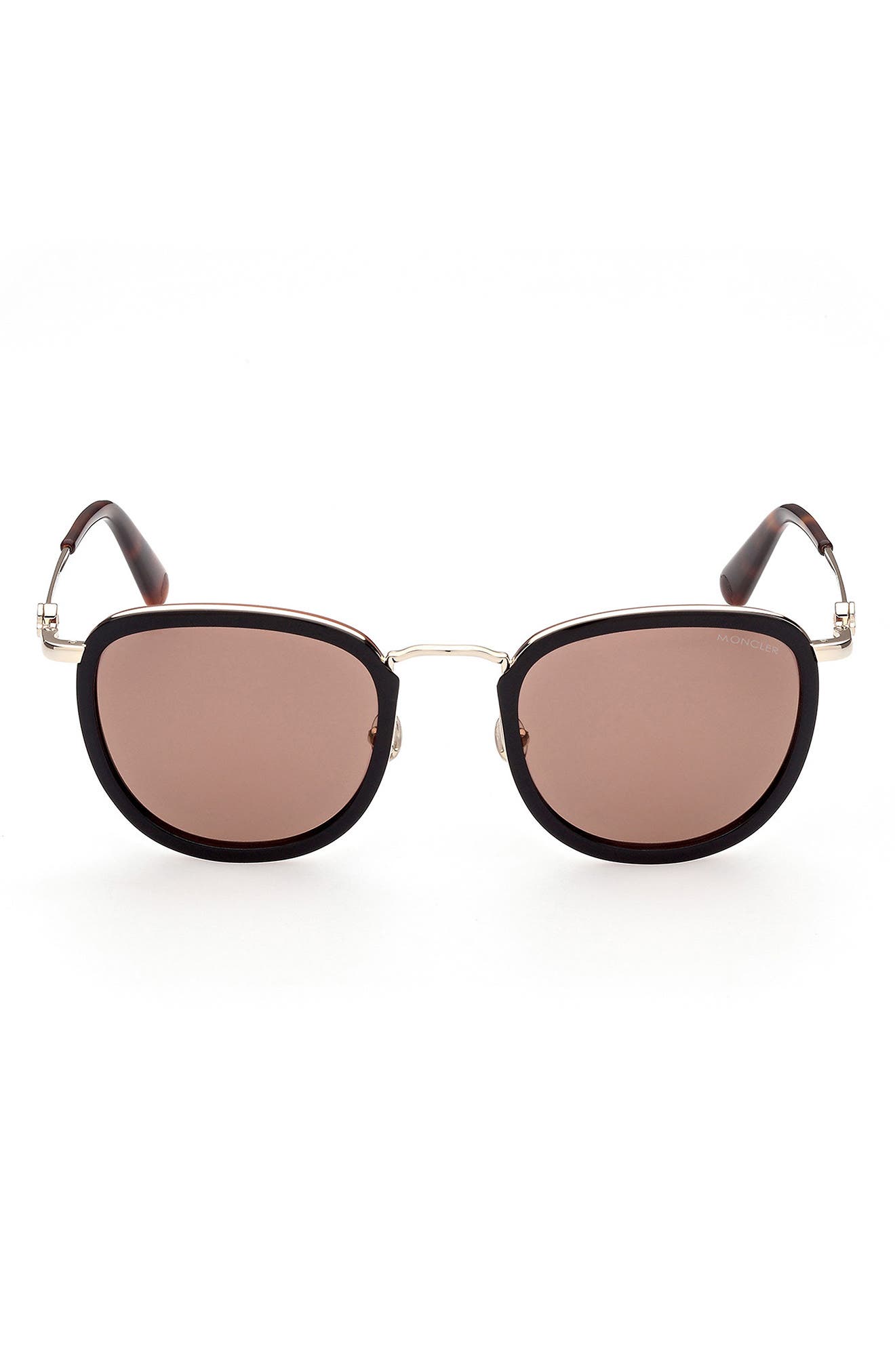 Moncler 52mm Round Sunglasses in Black/Brown at Nordstrom