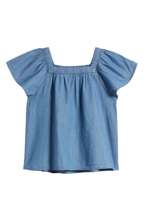Tucker + Tate Kids' Flutter Sleeve Cotton Chambray Top Blue Wash at Nordstrom,