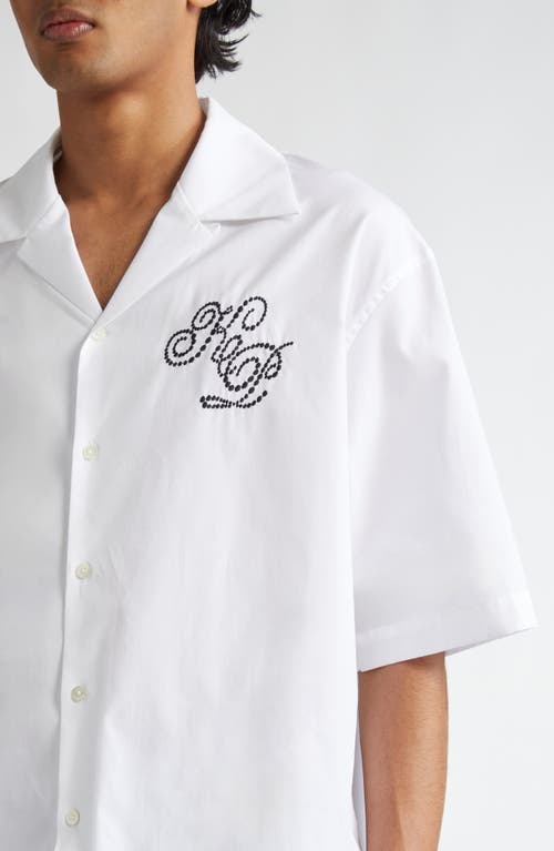 Shop Kenzo Constellation Oversize Embroidered Camp Shirt In White