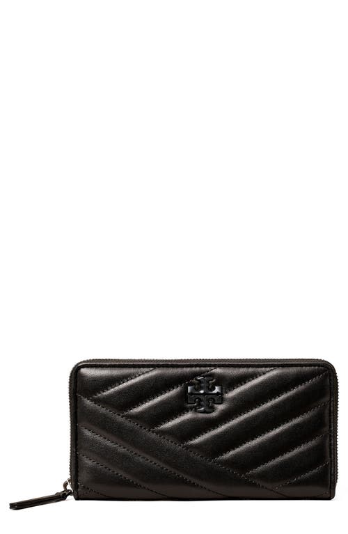 Kira Chevron Quilted Leather Continental Wallet in Black