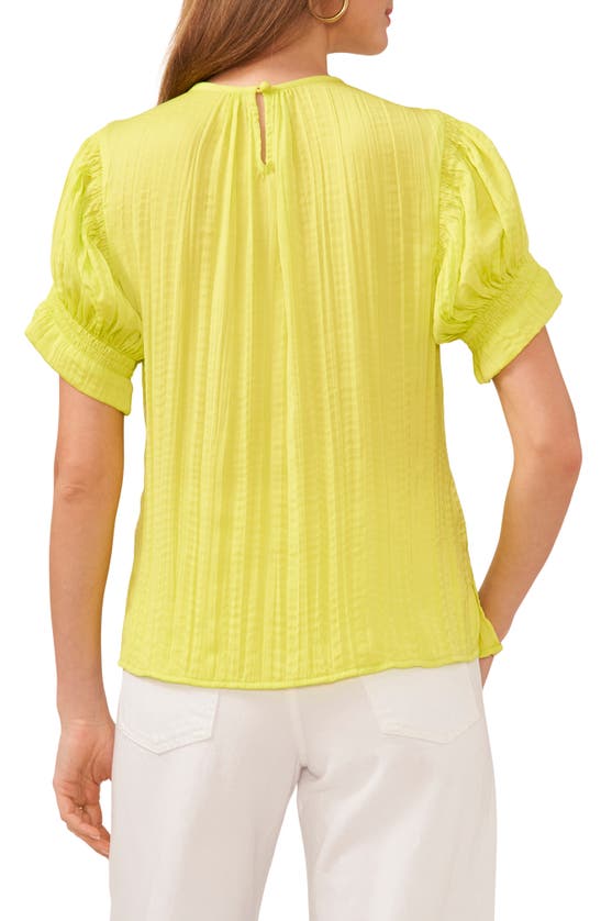 Shop Vince Camuto Shirred Neck Rumpled Satin Blouse In Island Lime