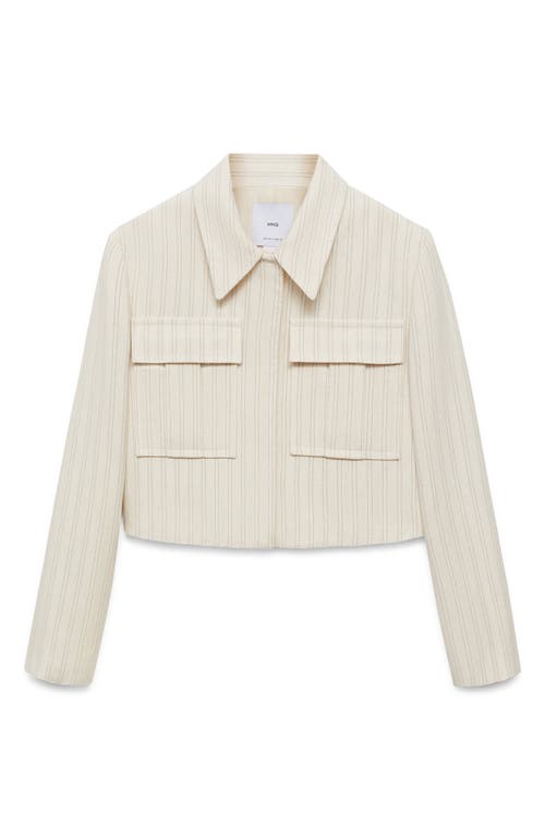 Shop Mango Stripe Crop Jacket In Ecru