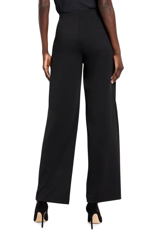 Shop Nic + Zoe Nic+zoe Drapey Wide Leg Ponte Knit Pants In Black Onyx