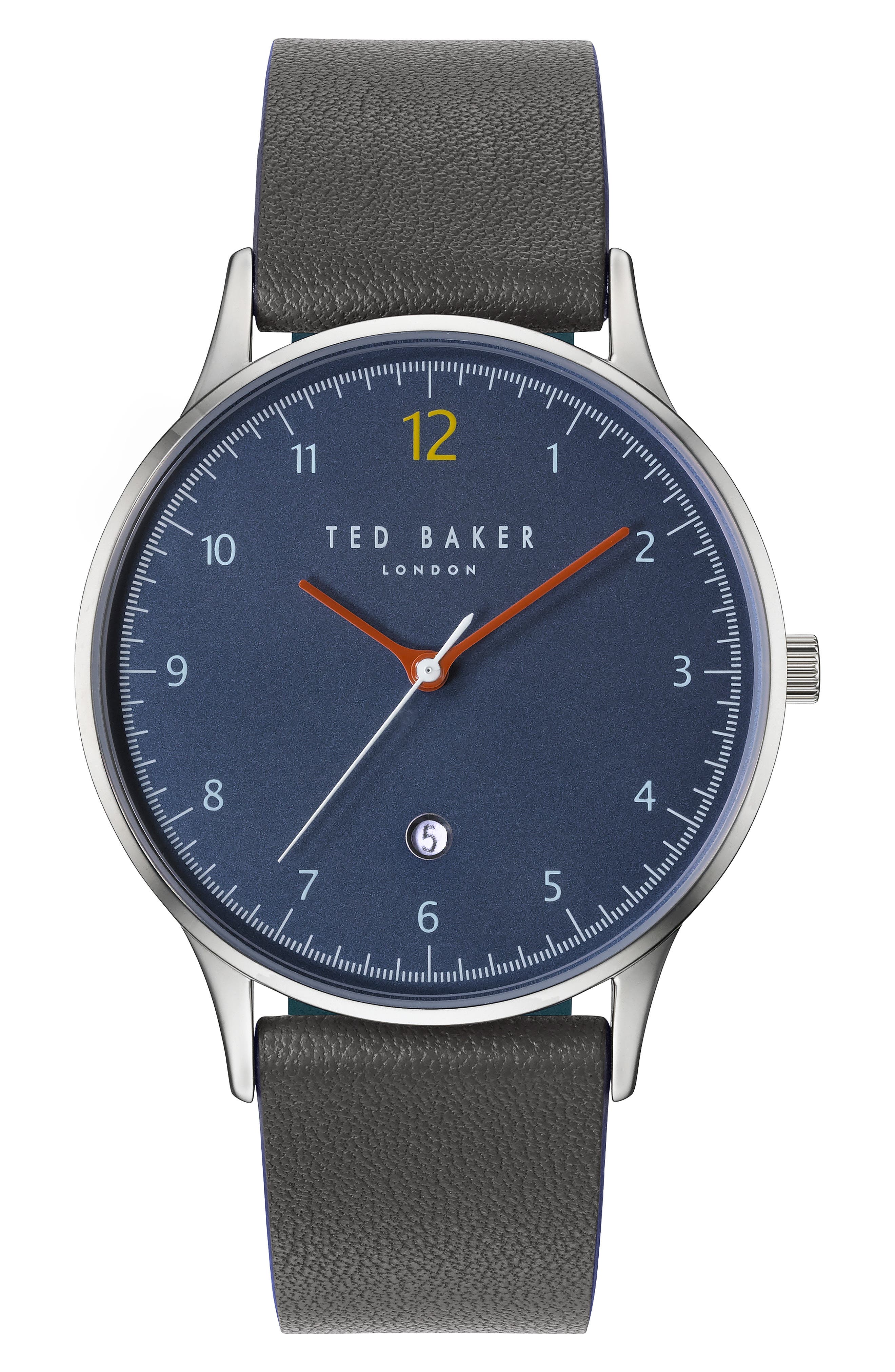Ted Baker London Ethan Leather Strap Watch, 40Mm