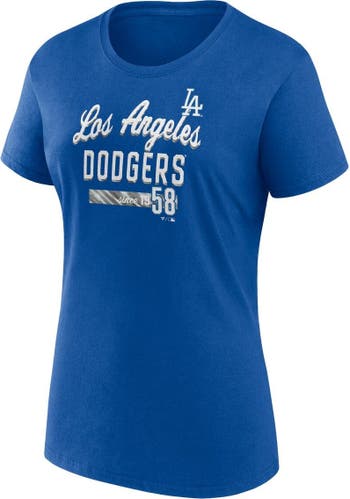 Women's Heathered Royal Los Angeles Dodgers Plus Size Cold Shoulder T-Shirt