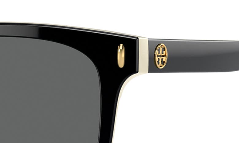Tory Burch Women's Thin Miller 53mm Square Sunglasses In Black/ Ivory