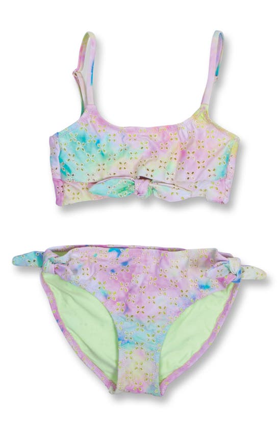 Shop Shade Critters Kids' Watercolor Eyelet Two-piece Swimsuit In Green Multi