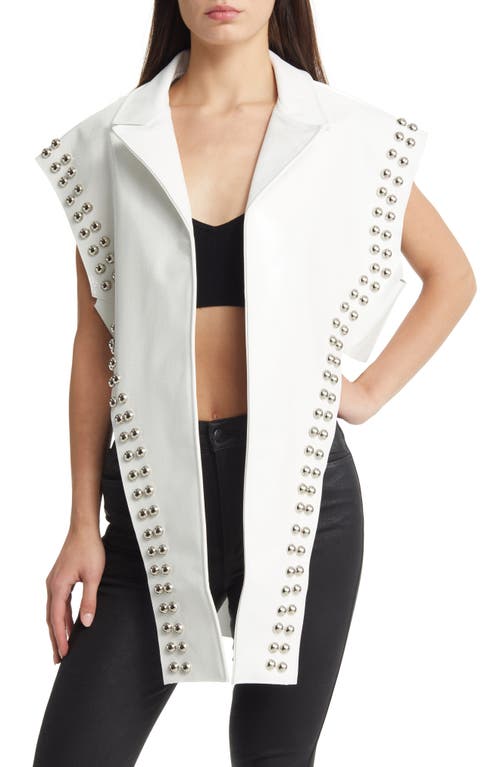 AZALEA WANG Studded Faux Leather Vest in White