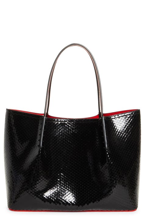 Christian Louboutin Tote Bag CABATA LOVE Collection Calf Leather Black Very  Rare