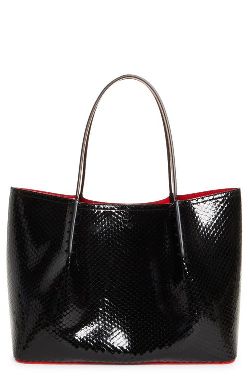 Large Cabarock Snakeskin Embossed Patent Leather Tote in W514 Leche