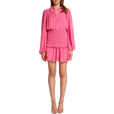 Bardot Ira Long Sleeve Minidress, Pink