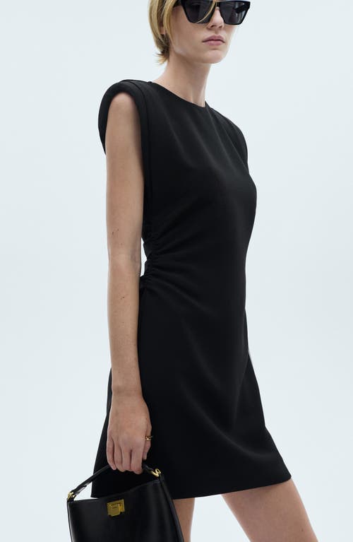 Shop Mango Cara Shoulder Pad Minidress In Black