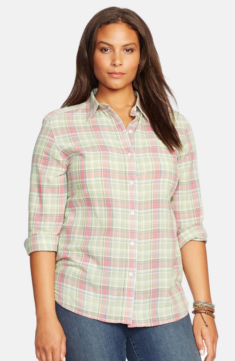 Lauren Ralph Lauren Long Sleeve Cotton Shirt (Plus Size) | Nordstrom