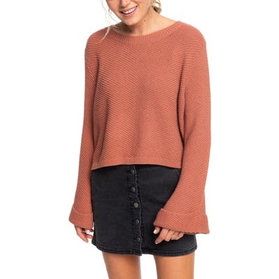 Roxy Sorrento Shades Bell Sleeve Sweater, Coral