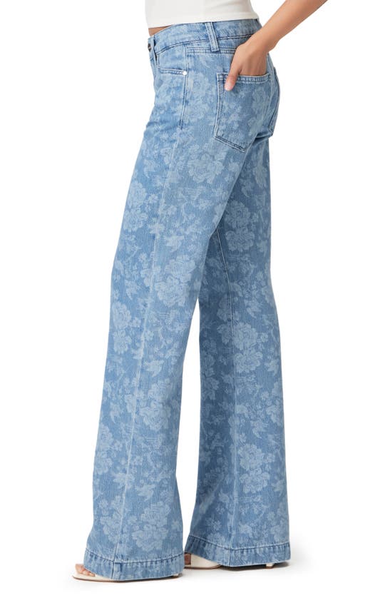 Shop Paige Sonja Floral Low Rise Wide Leg Trouser Jeans In Ava Jacquard Toile