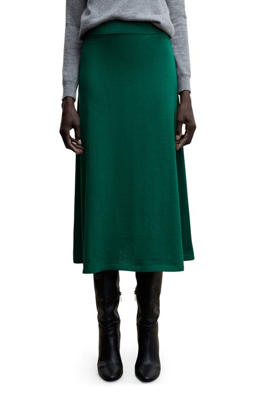 MANGO Knit Midi Skirt in Green