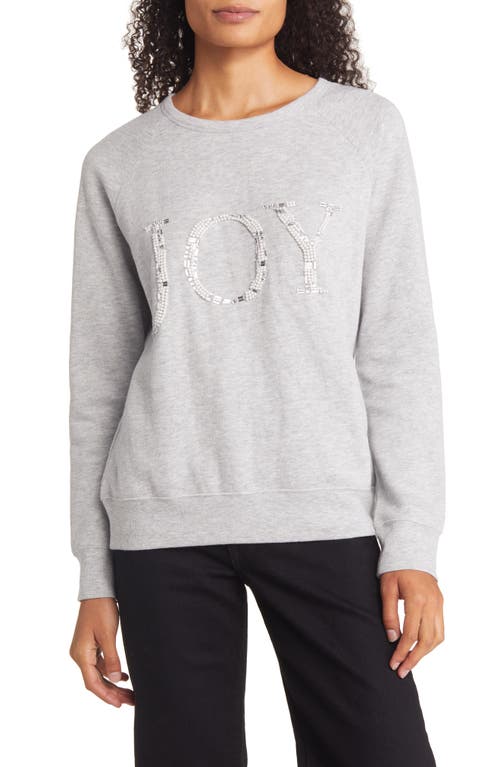 caslon(r) Beaded Joy Graphic Cotton Blend Sweatshirt in Grey Heather