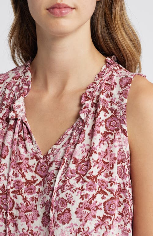 Shop Bobeau Sleeveless Ruffle Neck Top In Rose Boho Paisley