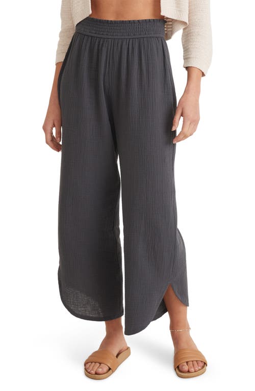 Marine Layer Corinne Cotton Gauze Wide Leg Pants in India Ink