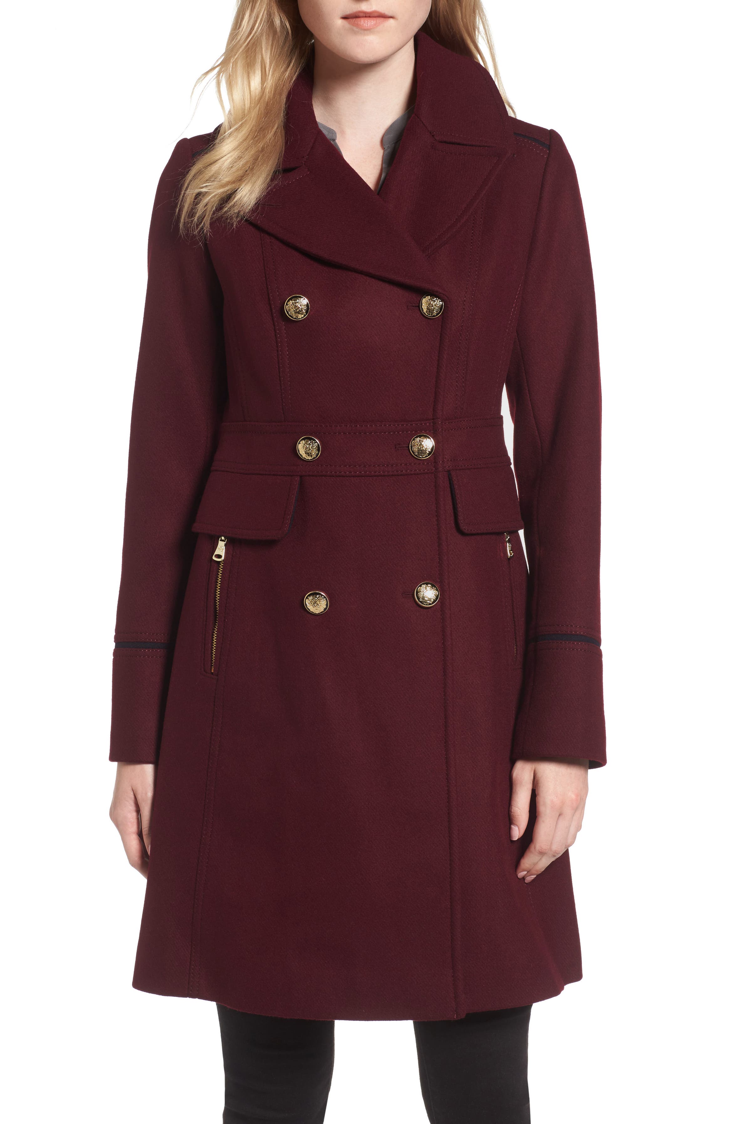 Vince Camuto Wool Blend Double Breasted Officer's Coat | Nordstrom
