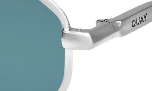 Shop Quay En Route 57mm Aviator Sunglasses In Brushed Silver/turquoise