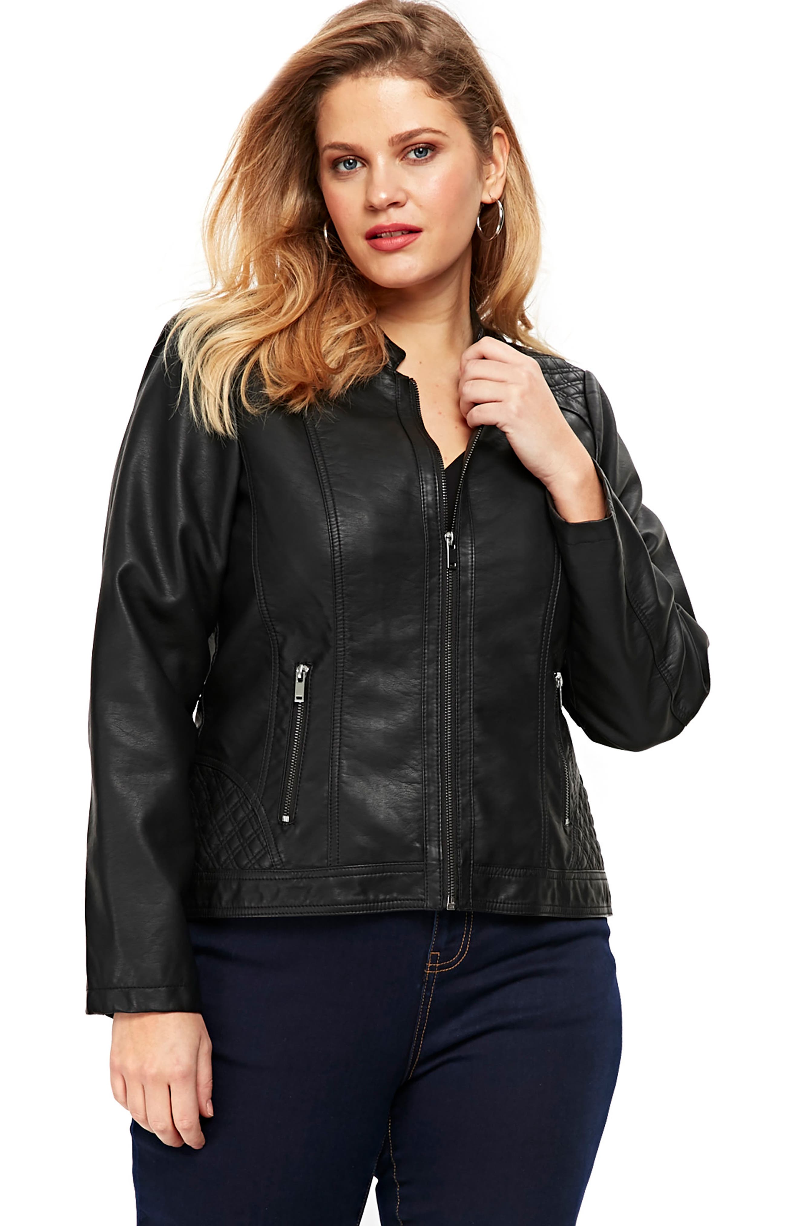 Evans Faux Leather Biker Jacket (Plus Size) Nordstrom