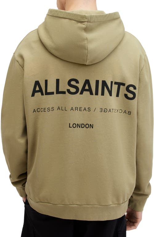 Shop Allsaints Access Cotton Graphic Hoodie In Herb Green