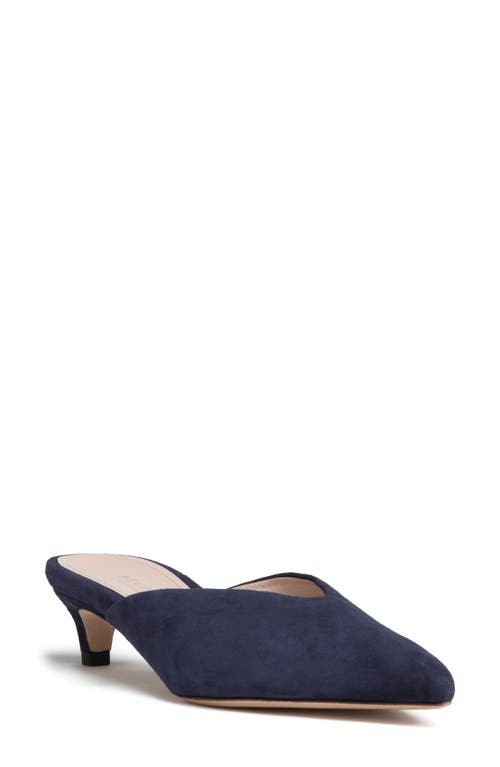 Beautiisoles Gal Pointed Toe Kitten Heel Mule In Navy