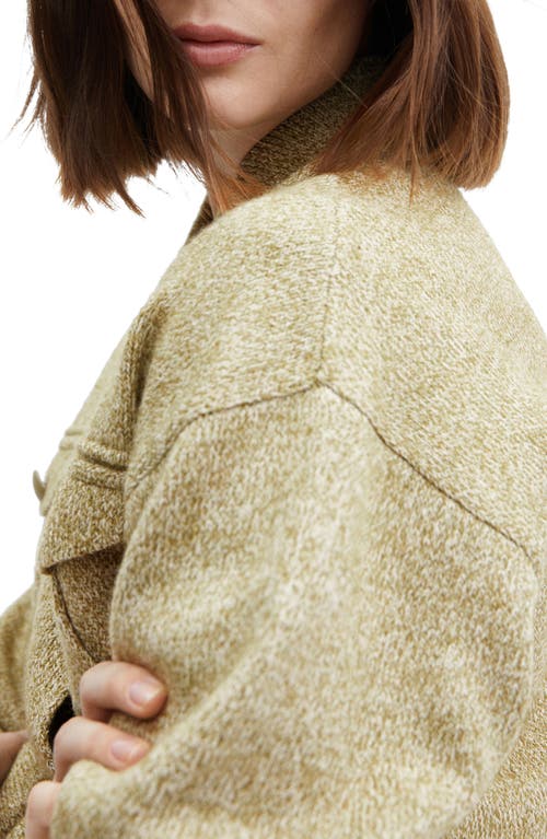 Mango Pocket Knit Jacket Green In Green