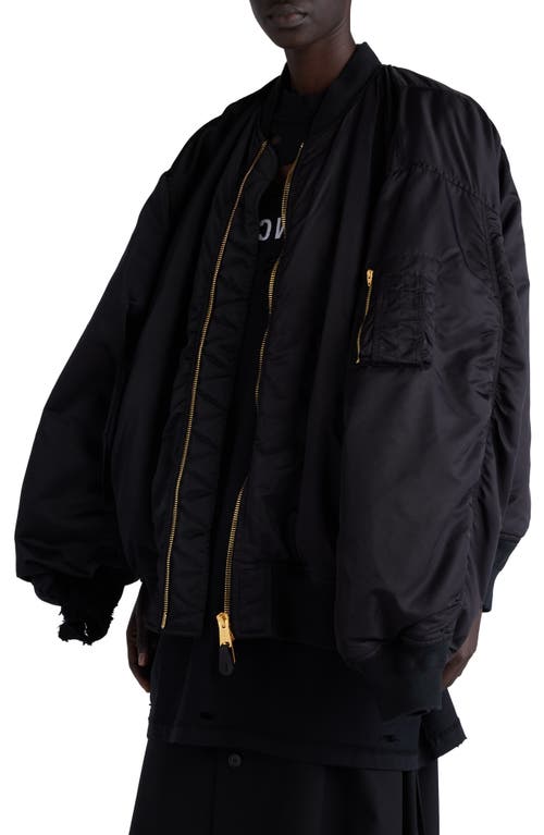 Balenciaga Double Sleeve Bomber Jacket In Black