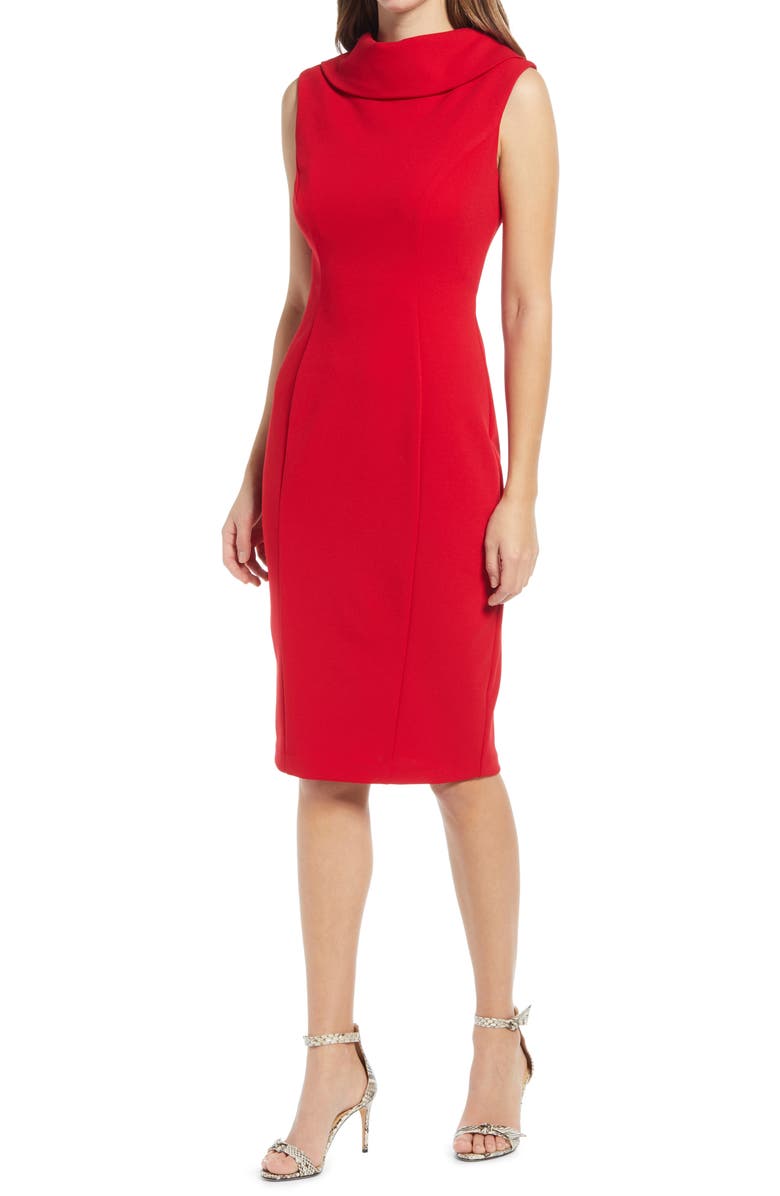 CONNECTED APPAREL Wide Collar Dress, Main, color, APPLE RED