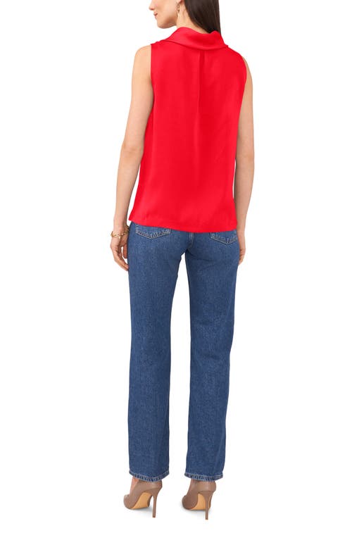 Shop Vince Camuto Hammered Satin Sleeveless Cowl Neck Top In Bright Red