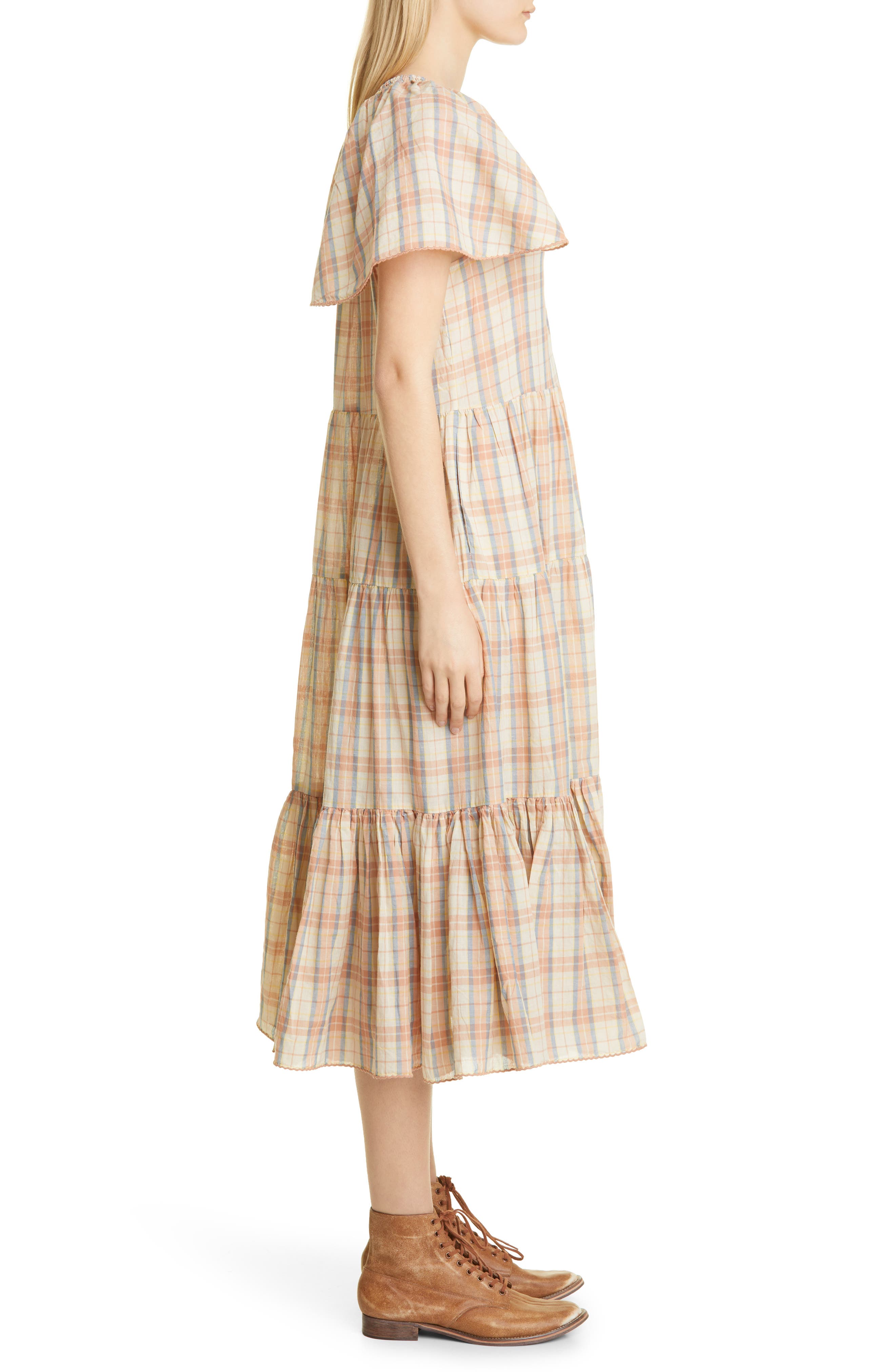 ザ・グレート レディース ワンピース トップス The Iris Plaid Cotton  Linen Midi Dress  cVosQaeJ5D, レディースファッション - panamericanschool-pa.net