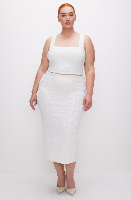 Shop Good American Textured Midi Skirt In Cloud White001