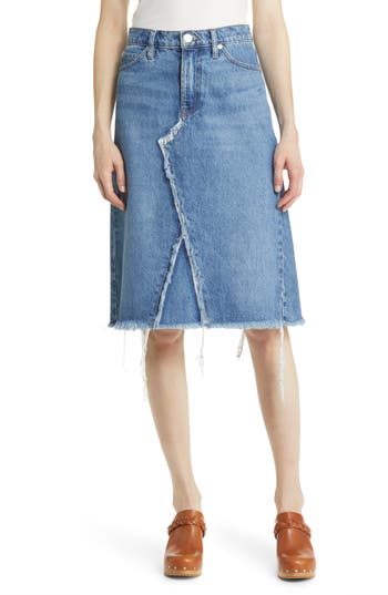 Frame Deconstructed Denim Skirt In Mabel