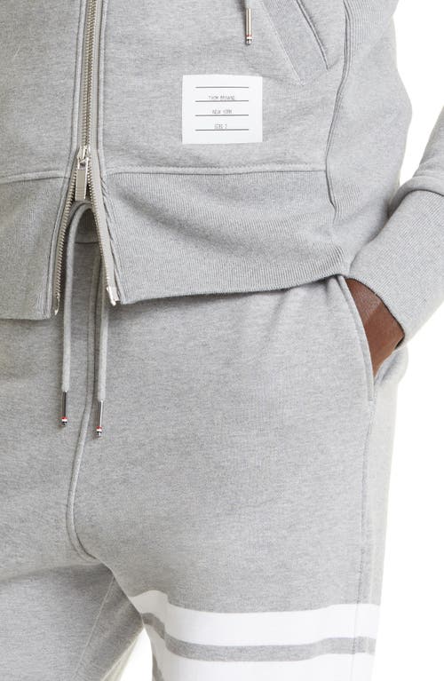 Shop Thom Browne Classic 4-bar Zip Cotton Hoodie In Heather Grey/white