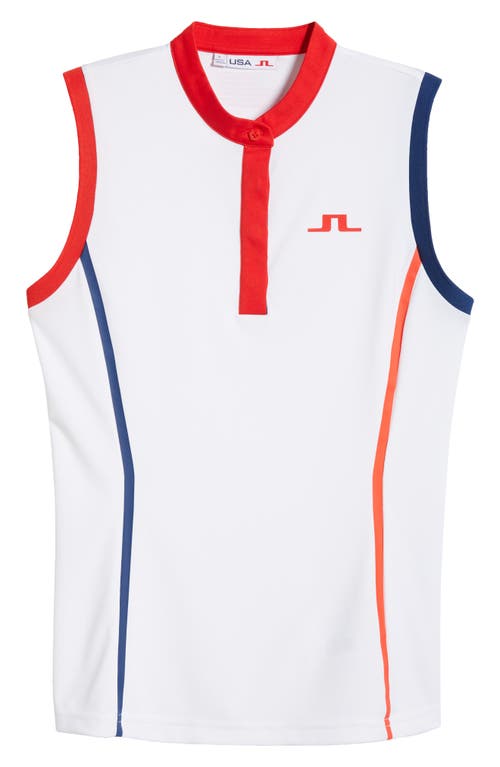 Shop J. Lindeberg Daphne Sleeveless Performance Polo In White