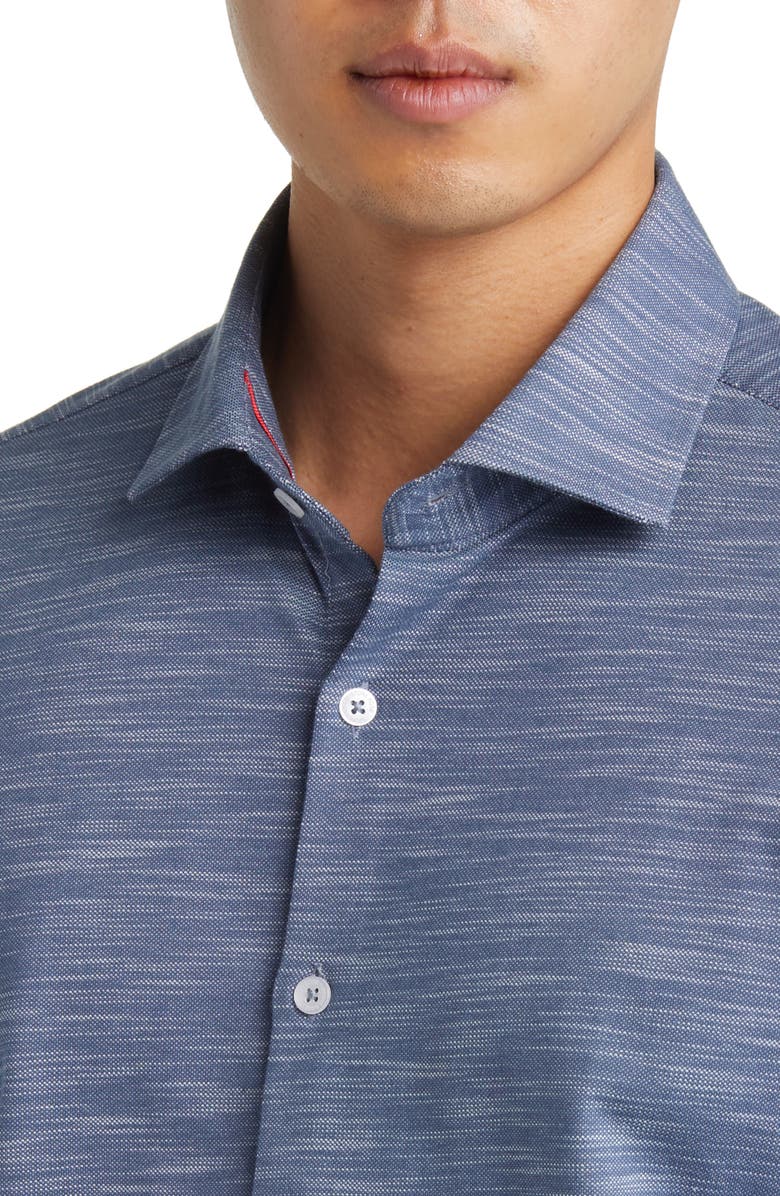 Stone Rose Slub Knit Button-Up Shirt, Alternate, color, Dark Navy