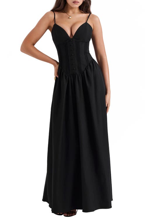 HOUSE OF CB Lova Bustier Bodice Maxi Dress Black at Nordstrom,