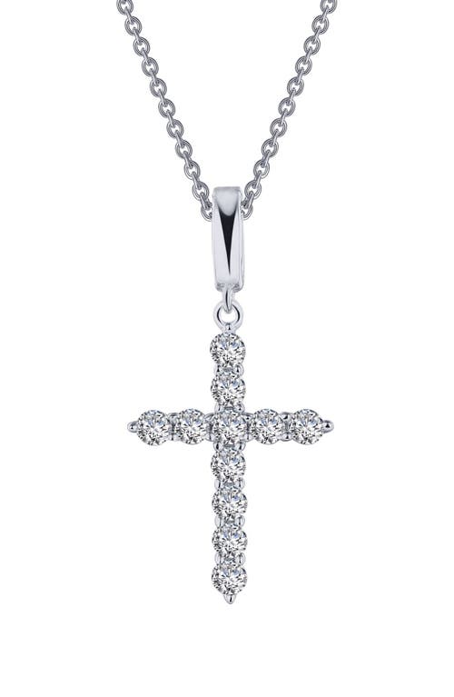 Shop Lafonn Classic Simulated Diamond Cross Pendant Necklace In Silver/clear